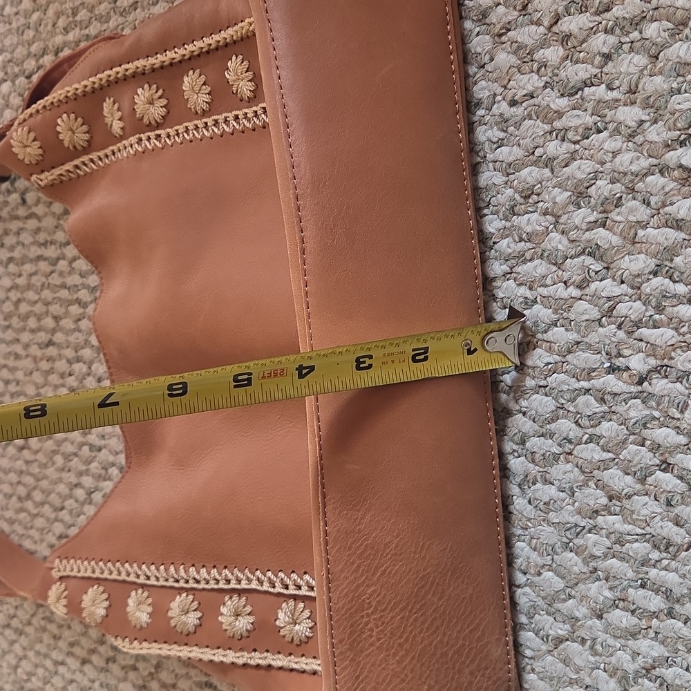 The Sak Leather Floral Embroidered Brown Shoulder Bag - Picture 9 of 11